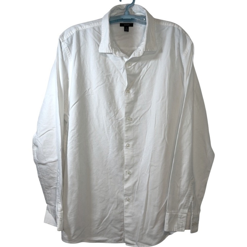 Alfani Corduroy Shirt Mens White Long Sleeve Button Down Minimalist Preppy XXL
